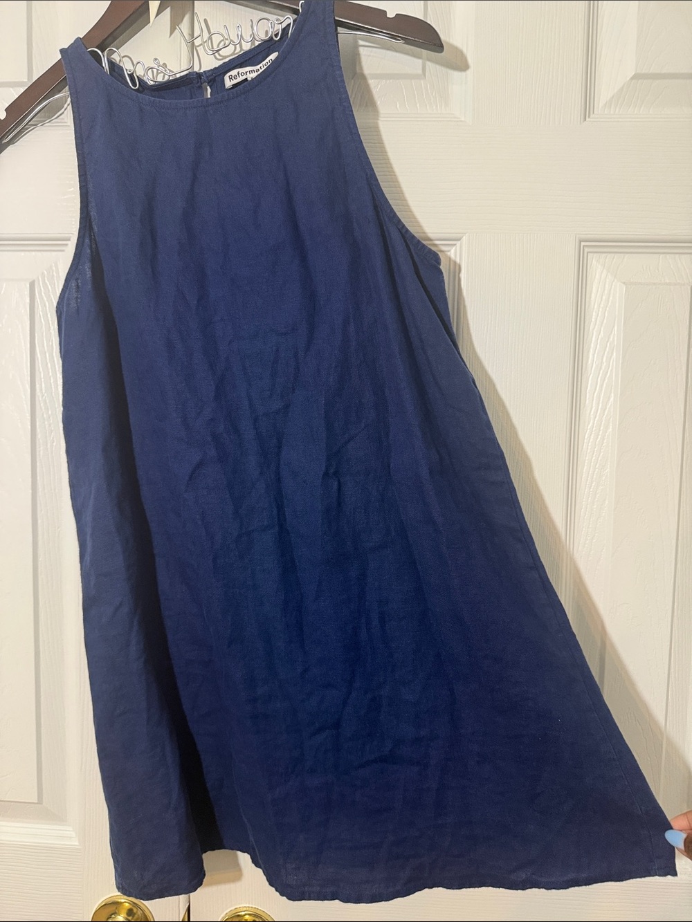 Reformation Linen Sleeveless Mini Shift Dress Women's Size 0 Minimalist - Picture 3 of 6